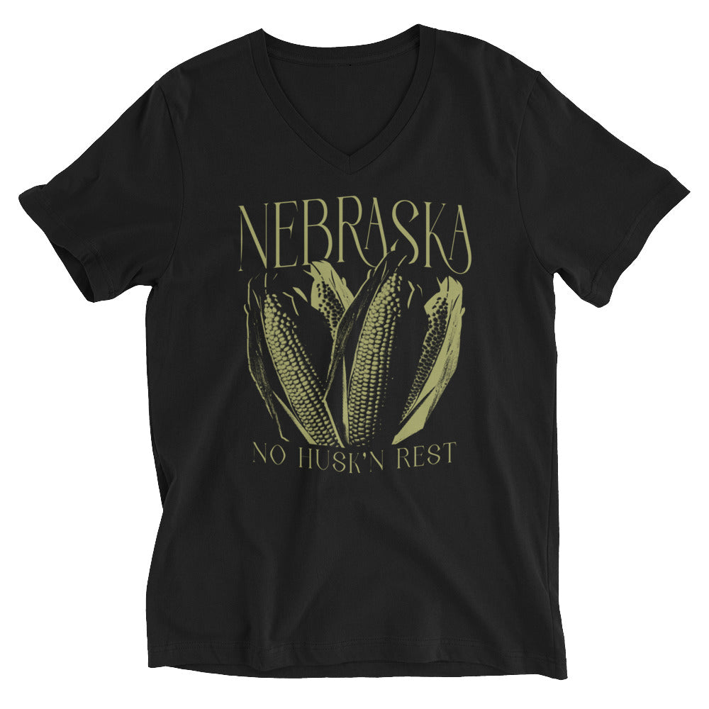 Nebraska No Husk'n Rest Short Sleeve V-Neck T-Shirt